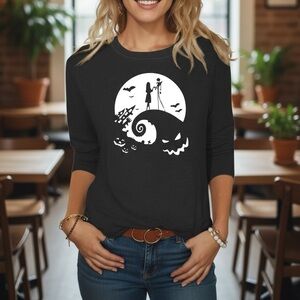 Nwot boutique, the nightmare before Christmas Women's Black Graphic Top